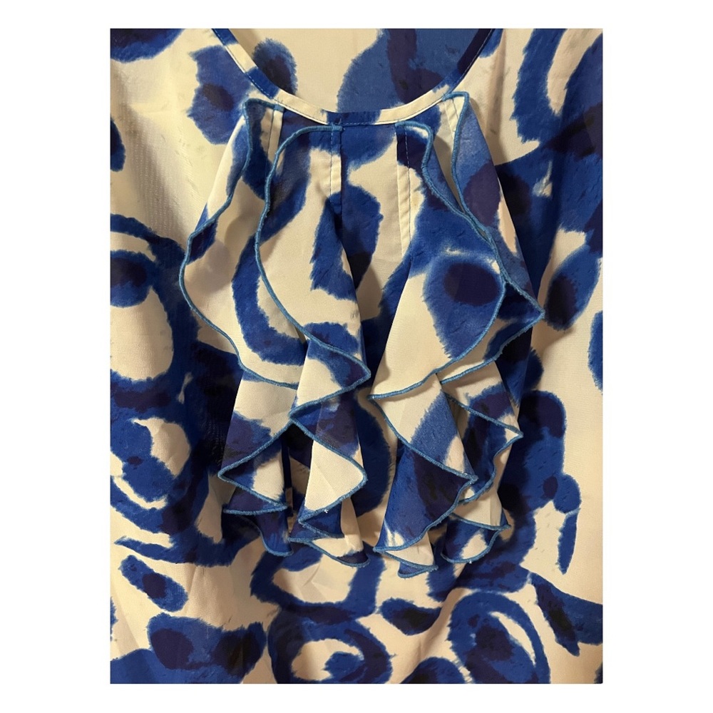 Blue & White Ruffle Tank Top - Picture 2 of 6